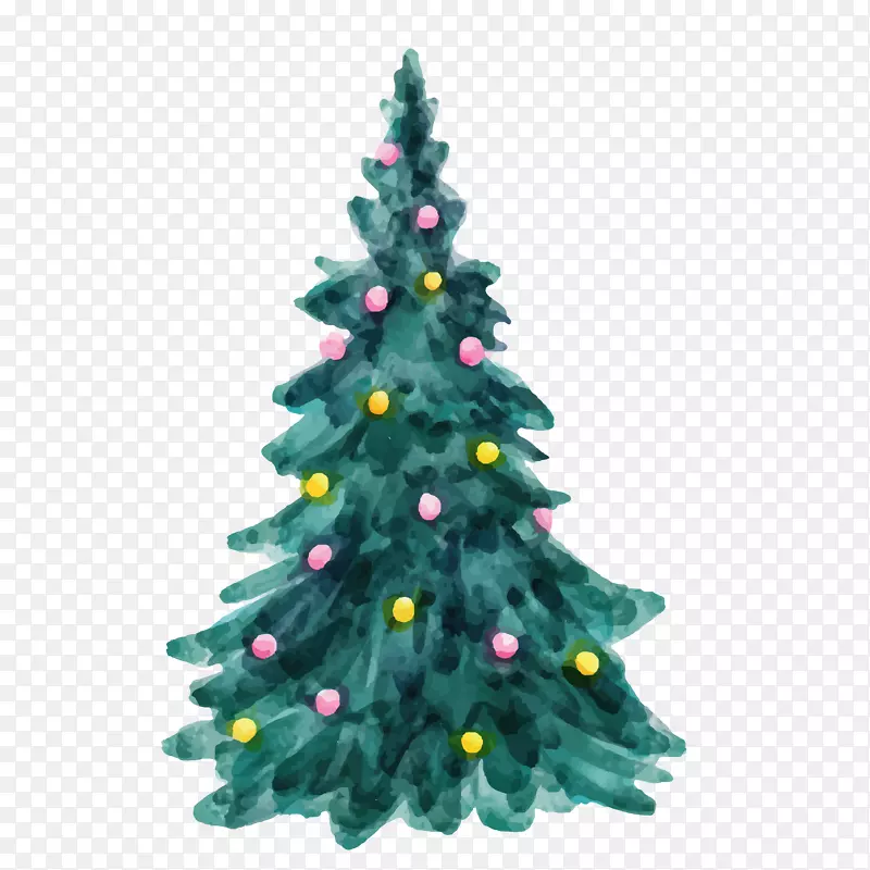 圣诞彩球装饰树免抠素材