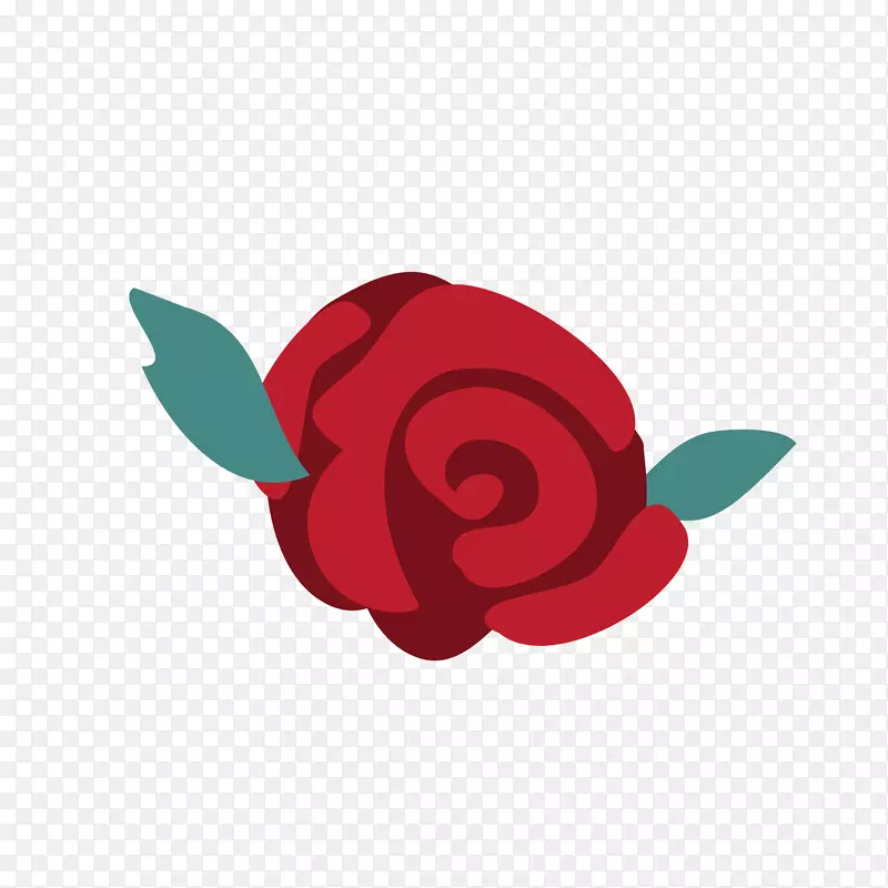 一朵手绘的简化红玫瑰