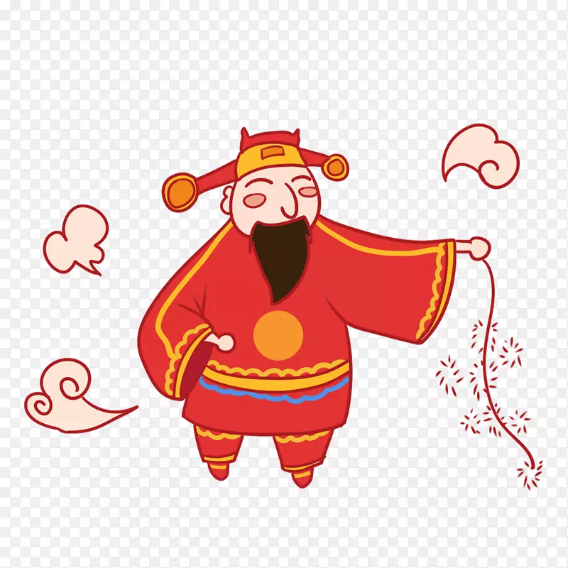 卡通手绘财神新年素材