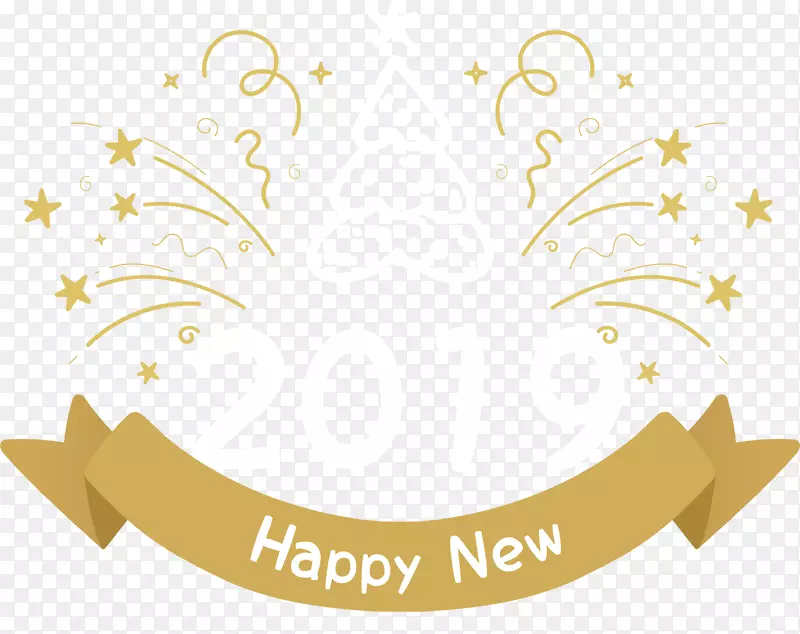 2019新年香槟金庆祝标签