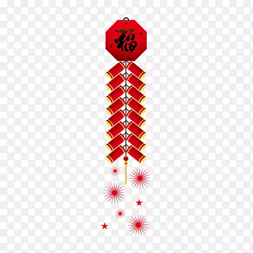 红色中国风福字鞭炮