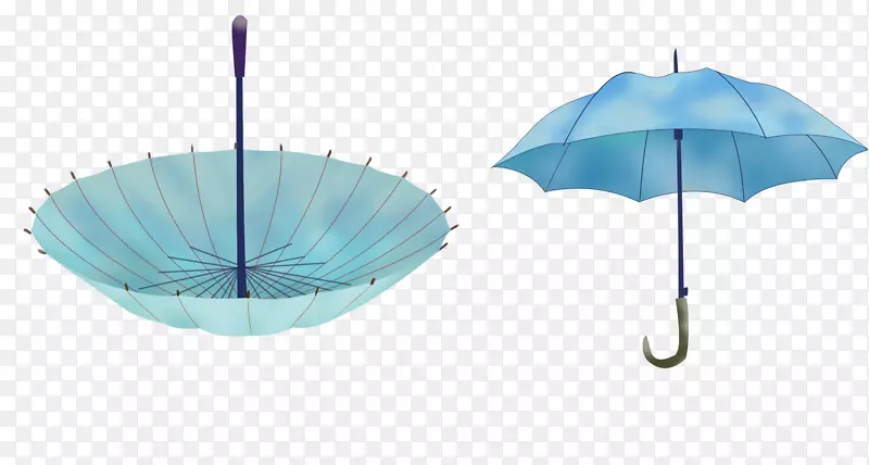 水彩蓝色雨伞