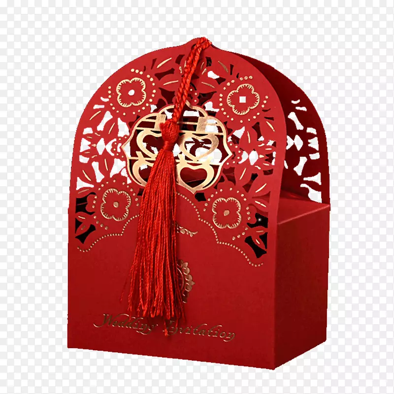 红色流苏礼盒设计