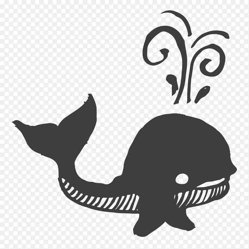 黑色手绘可爱的小鲸鱼
