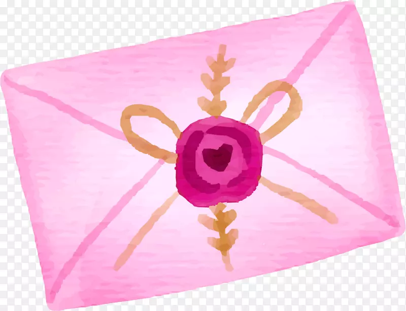 手绘水彩粉色情书信封