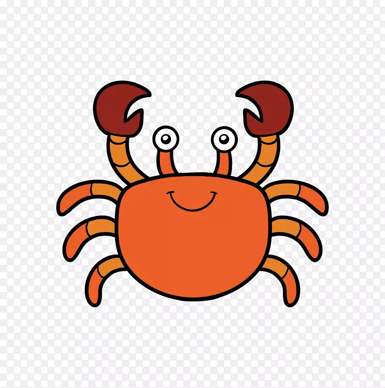 手绘红色小螃蟹免抠图