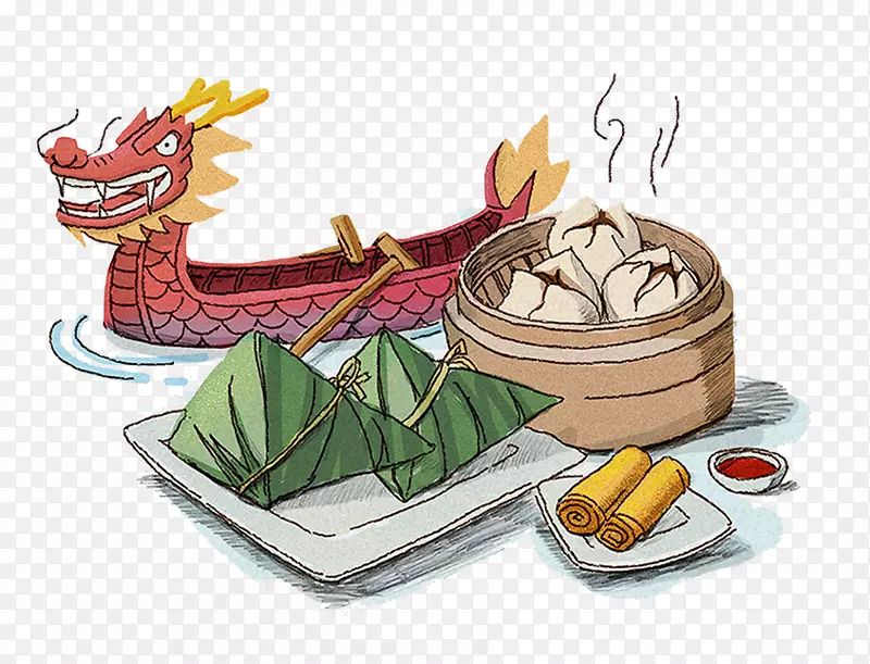手绘端午节传统饮食习俗插图