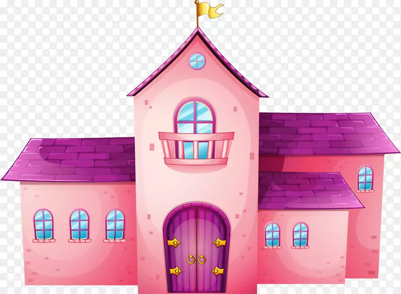 紫色卡通建筑