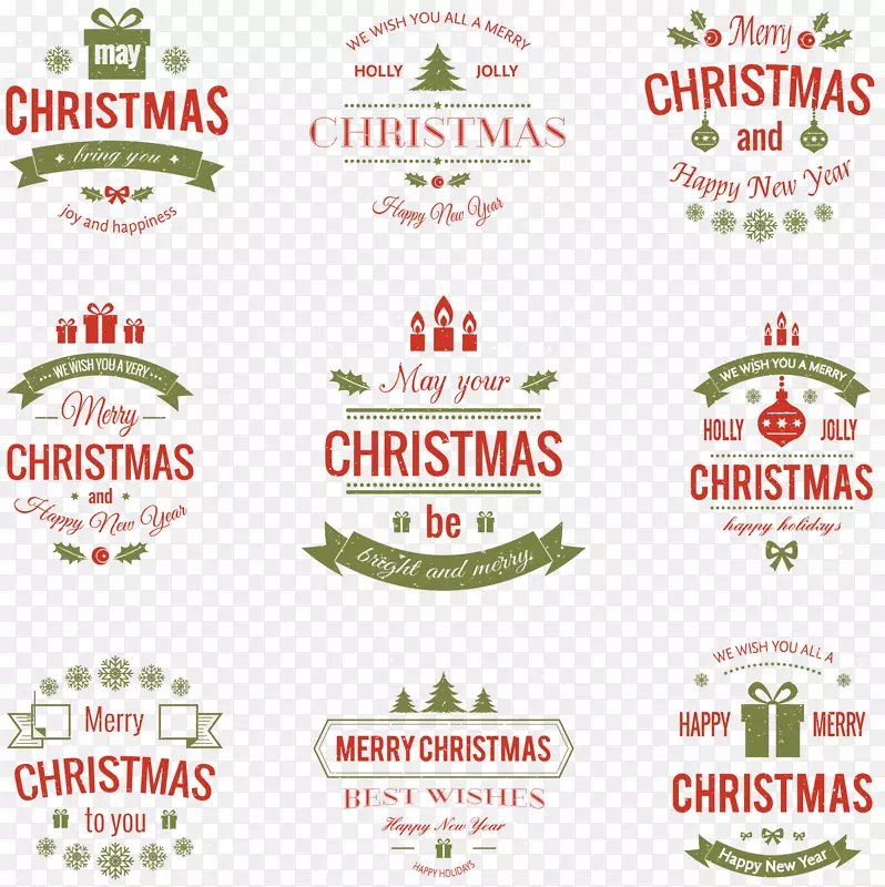 各种圣诞节红绿色标志logo