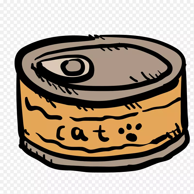 卡通手绘猫咪食物罐头设计