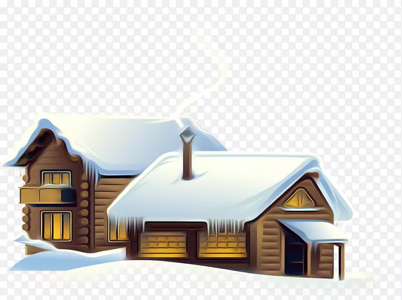 大雪覆盖的小屋PSD元素