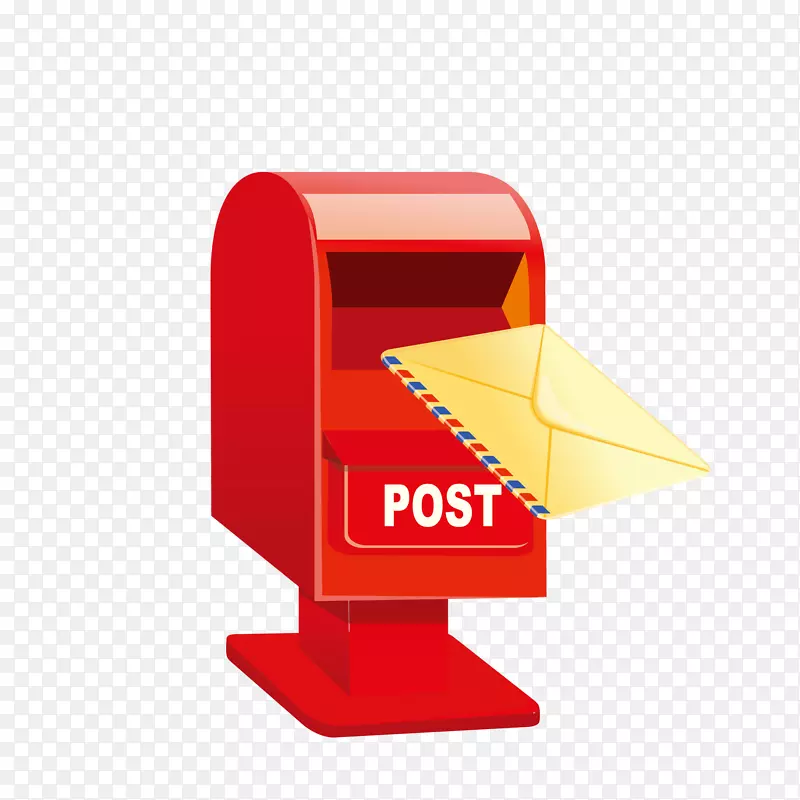 红色邮箱和信件卡通图