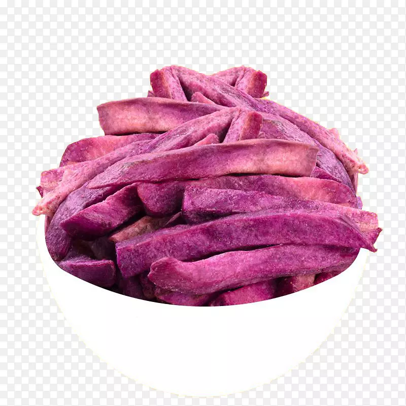 一碗美味油炸紫薯条休闲零食免抠