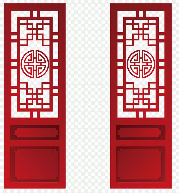 中国风红色手绘门