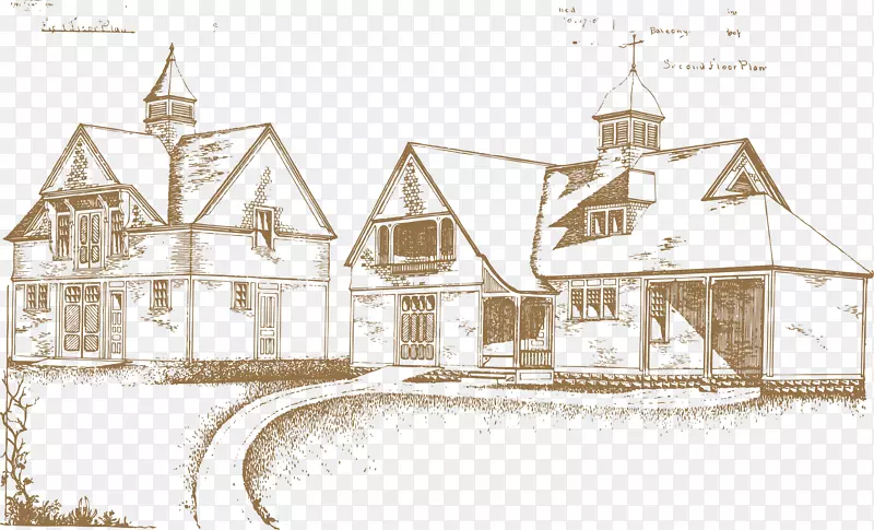 素描建筑线条图手绘别墅