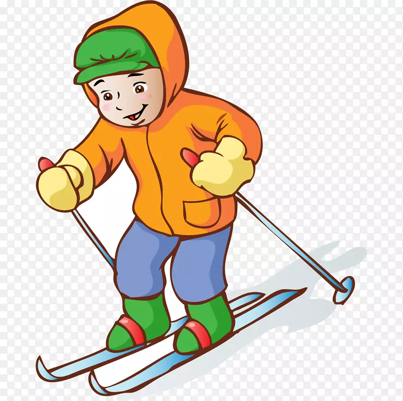 冬季滑雪男孩
