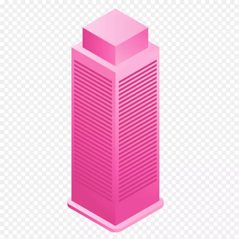 2.5D粉红色大厦矢量免抠图