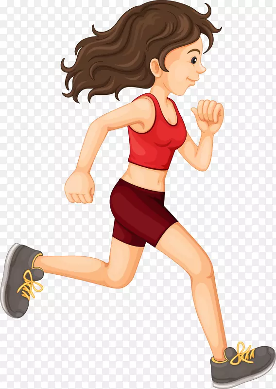卡通跑步健身的女孩