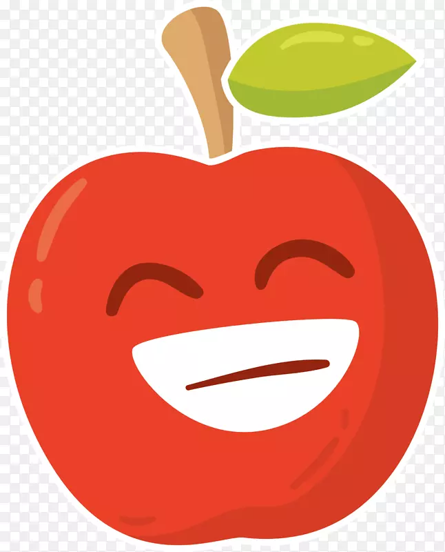 夏季笑嘻嘻的红色苹果