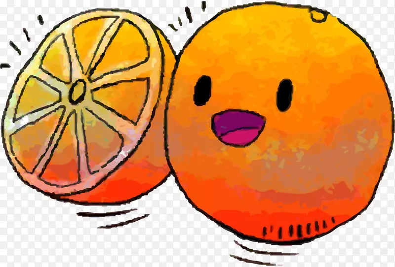 橙色水彩可爱桔子