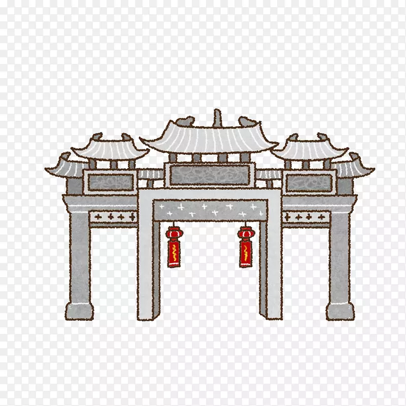 手绘古建筑免抠图