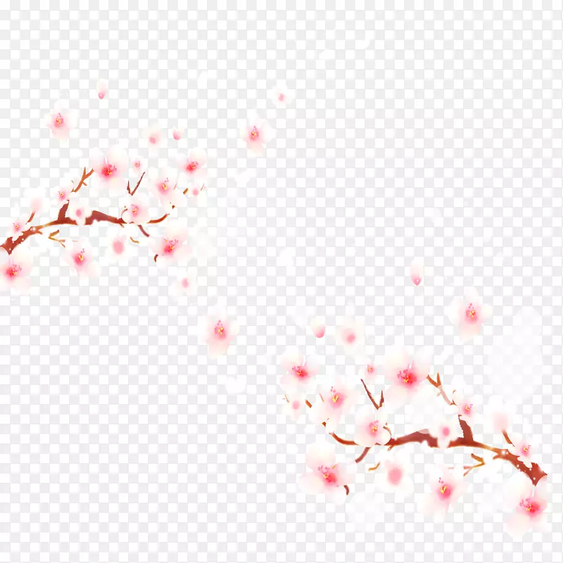 清新手绘樱花树免抠素材