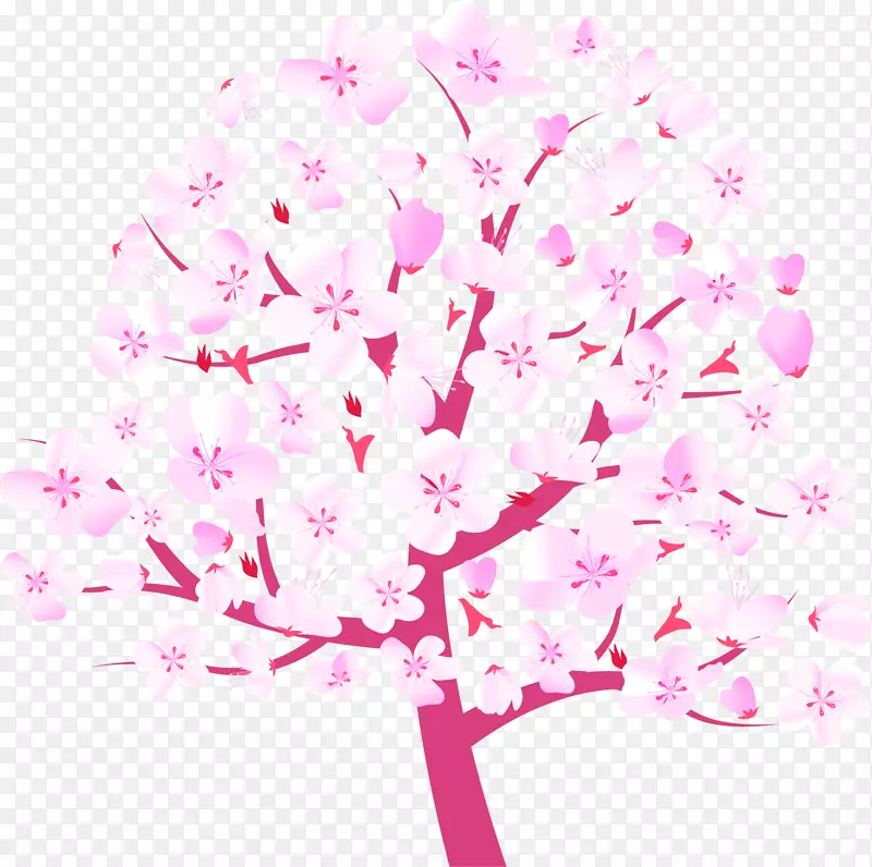 唯美樱花树图案素材