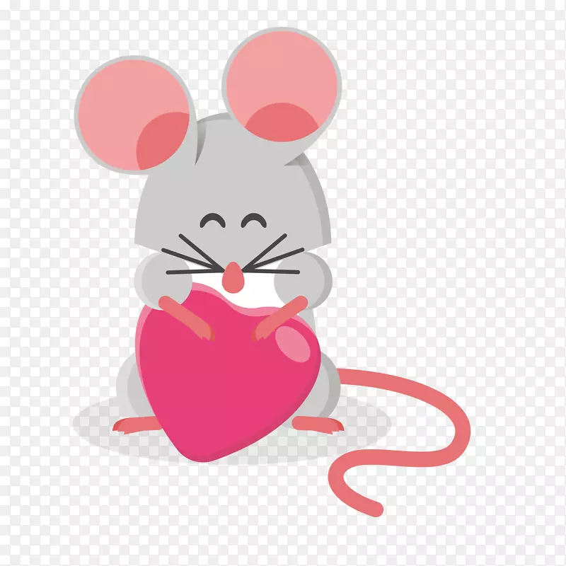 粉色爱心设计可爱老鼠