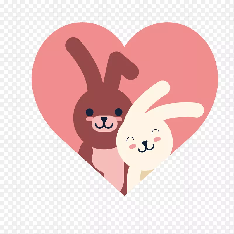 爱心粉色设计可爱兔子