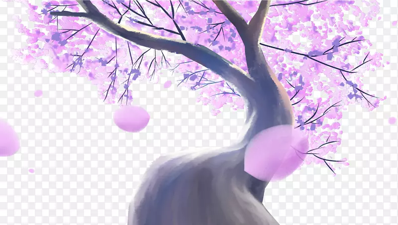 彩绘装饰樱花树素材