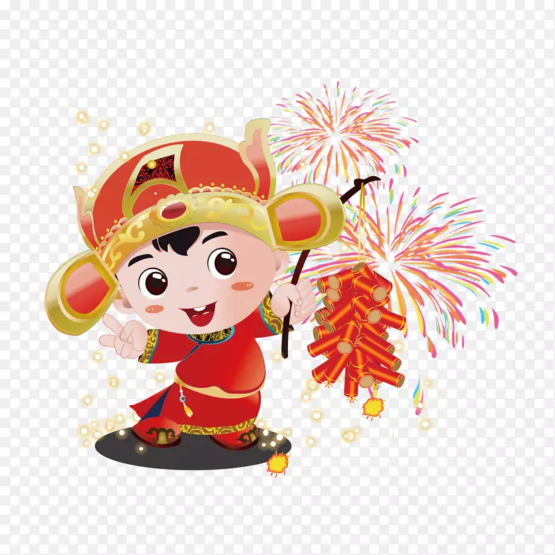 猪年财神放鞭炮免抠素材
