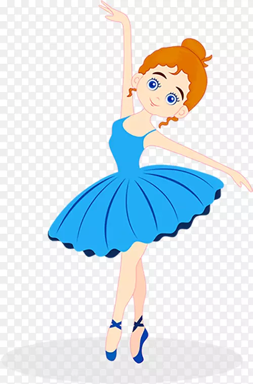 跳舞的蓝色裙子小女孩
