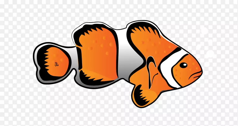 橙色卡通热带小丑鱼