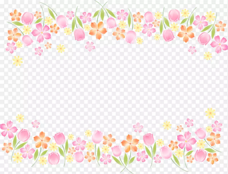 粉色美丽春季花朵框架