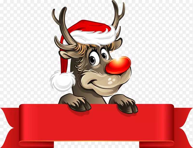 红色圣诞节麋鹿标签