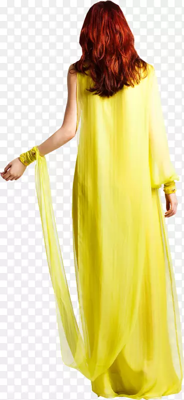 穿黃裙子的美女PNG