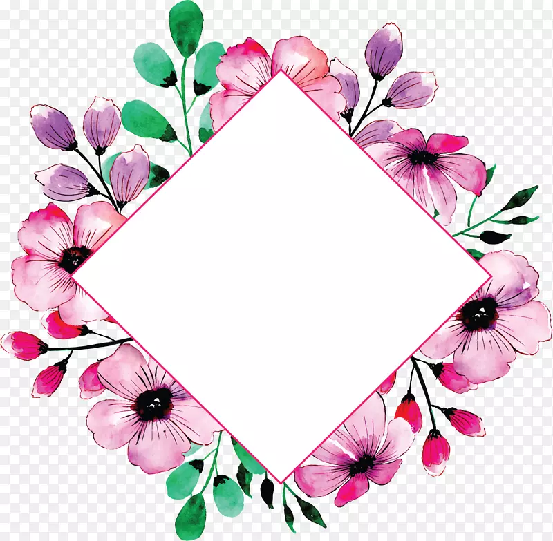 粉红浪漫花朵边框