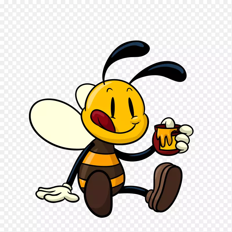 卡通吃蜂蜜的蜜蜂设计