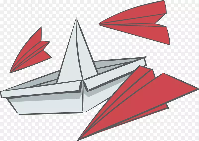 卡通折纸飞机小船