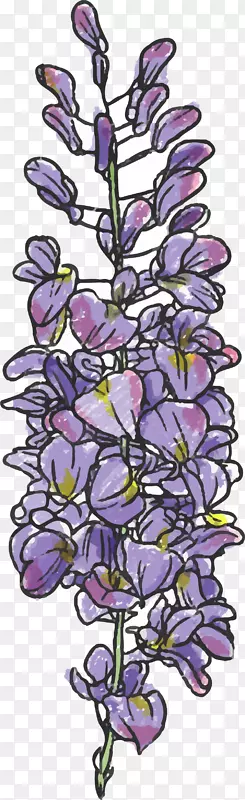 紫色手绘风格水彩薰衣草