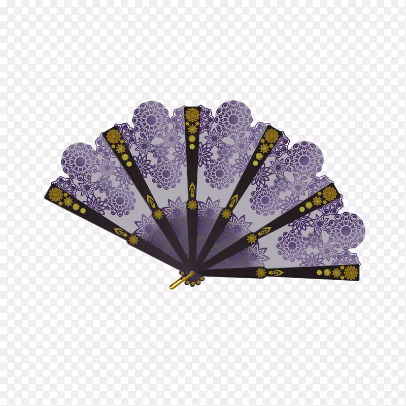 紫色古典扇子花边