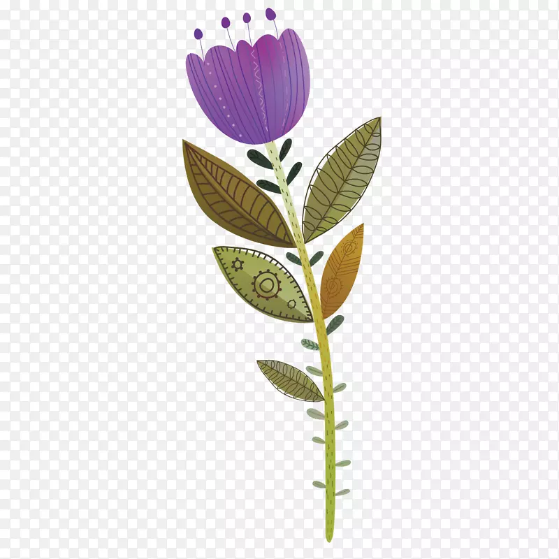 紫色花朵矢量手绘