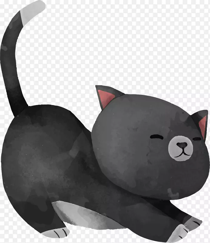 伸懒腰的黑猫