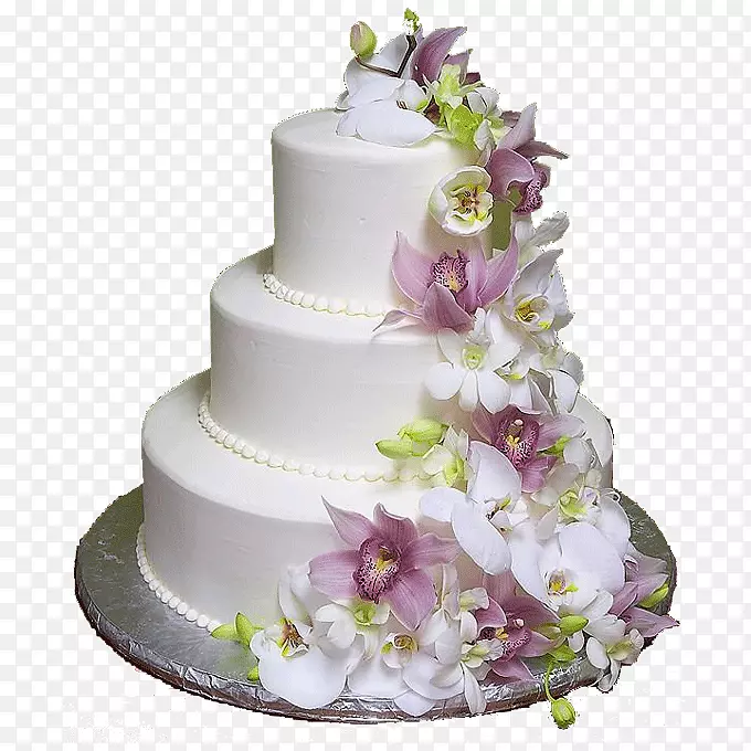 美丽花朵点缀的蛋糕