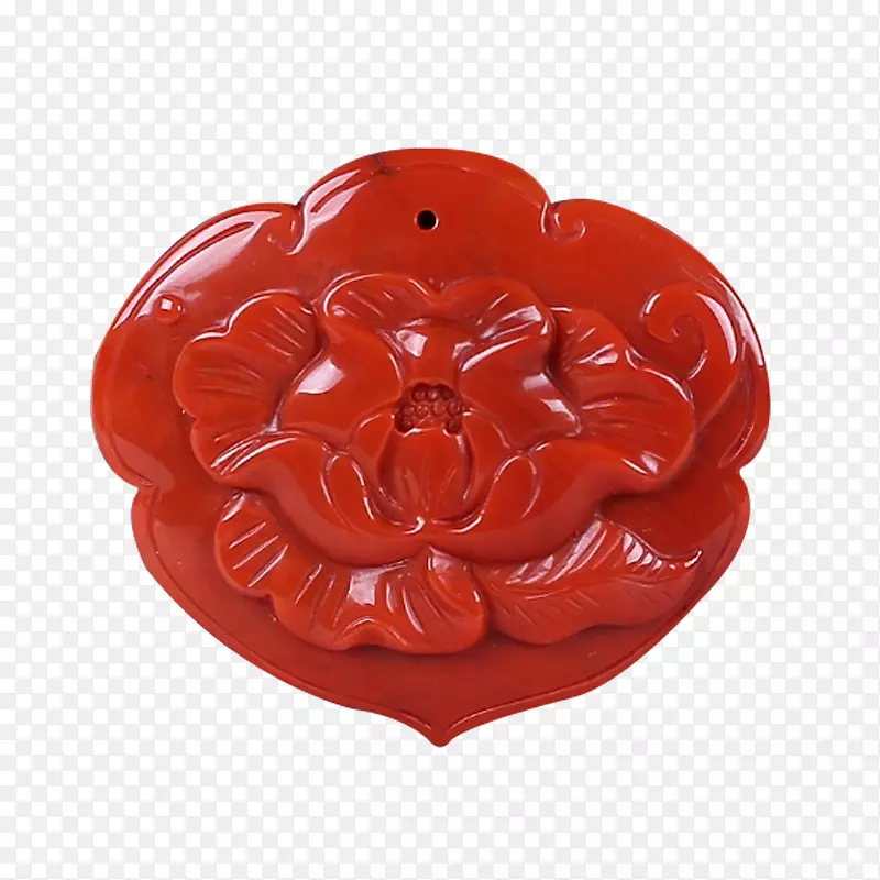 红色牡丹花形状南红玛瑙
