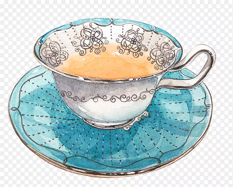花纹蓝色下午茶杯子