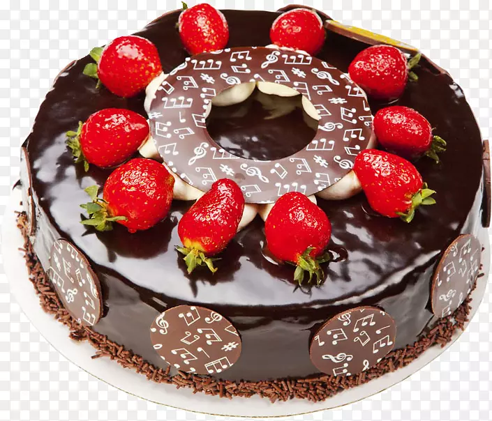 草莓巧克力黑蛋糕平面装饰