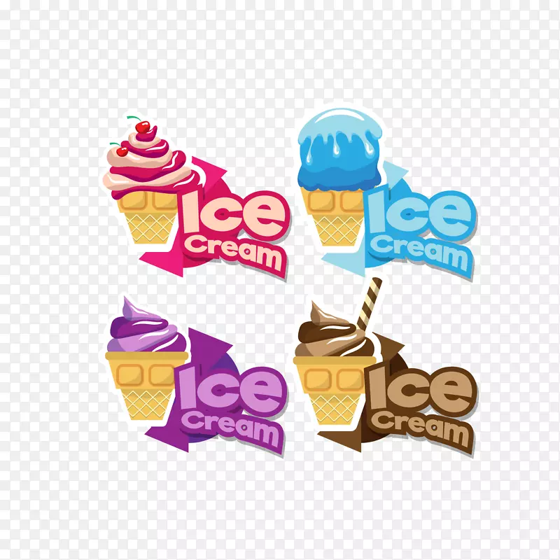 矢量多色卡通冰淇淋标识