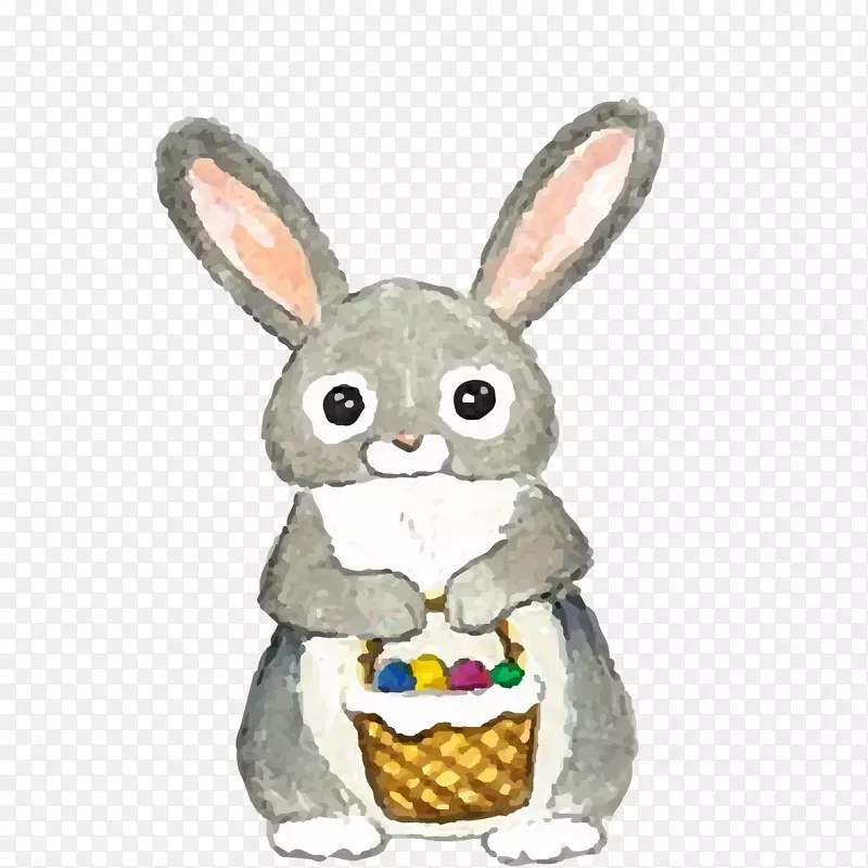 卡通可爱提着篮子的兔子