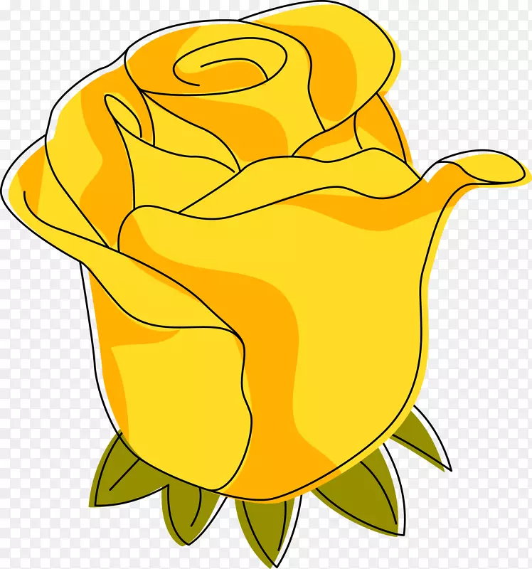 卡通黄色玫瑰花矢量图
